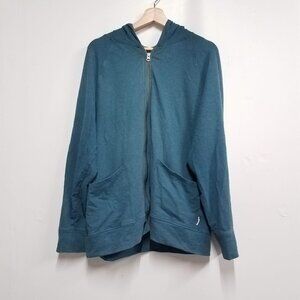 Pact Hoodie Sweatshirt Mens Extra Large XL Blue Green Organic Cotton Full Zip